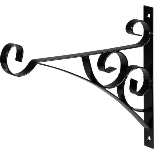 Virágtartó konzol, Strend Pro Garden, fekete, 25 × 30 cm, acél, falra csavarozható