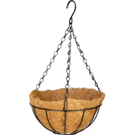   Akasztó Strend Pro, virágtartó, acél/kókusz, függő, lánccal és kampóval, 20 cm
