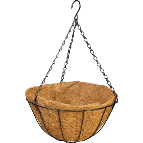 Akasztó Strend Pro, virágtartó, acél/kókusz, függő, lánccal és kampóval, 30 cm