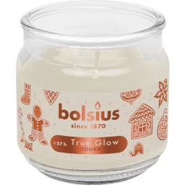   Gyertya Bolsius Large Jar, Cookie Fever, illatos, karácsonyi, bézs, 100x98 mm, üvegben