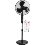 Álló ventilátor, Strend Pro, fekete, 45 W, átmérő: 40 cm, távirányítós, 3 sebességfokozat, teleszkópos, magasság: 100-125 cm, időzítő