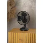 Asztali ventilátor, Strend Pro, fekete, 25 W, átmérő: 23 cm, 2 sebességfokozat, magasság: 37 cm