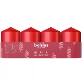   Gyertyák Bolsius Pillar Advent, piros, 60x40 mm, csomag 4 db