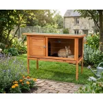 Nyúlketrec, Strend Pro Garden, 91,5 x 45 x 70 cm, fából készült, dróthálós kifutó, felnyitható tető, kihúzható fiók, emelt lábak
