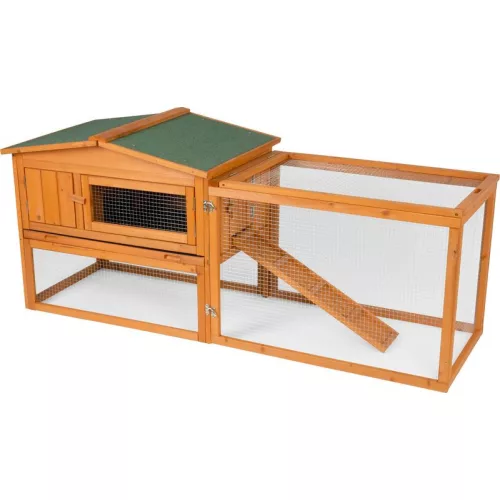 Nyúlketrec, Strend Pro Garden, 158 x 58 x 68 cm, fából készült, nyitható tetővel, kifutóval, rámpával, dróthálóval