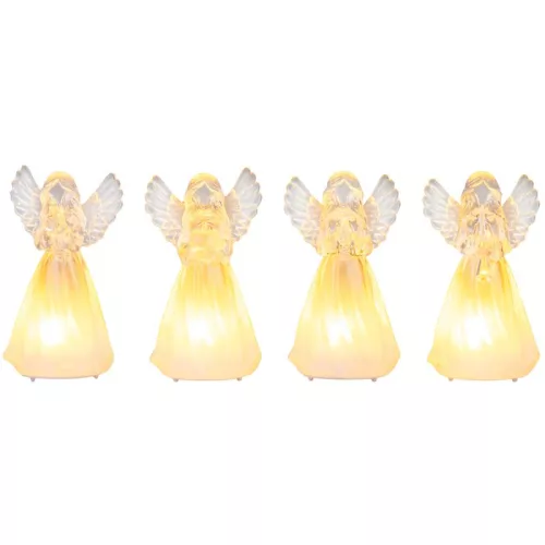 Angyal MagicHome Karácsonyi, műanyag, vegyes mintákkal, 1xLED meleg fehér, 6x5x11 cm, 3xLR44, gyűjtő