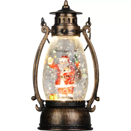 Lámpás MagicHome Karácsonyi, Mikulás, műanyag, 1xLED meleg fehér, 8x6.5x14 cm, 3xLR44