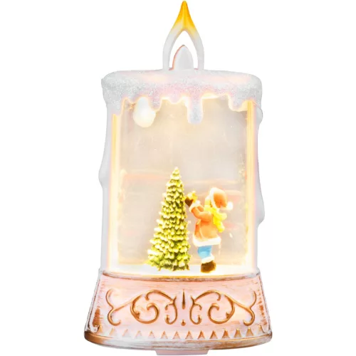 Lámpás MagicHome Karácsonyi, Mikulás fenyőfával, műanyag, 1xLED meleg fehér, 8x4x15 cm, 2xAAA