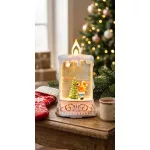 Lámpás MagicHome Karácsonyi, Mikulás fenyőfával, műanyag, 1xLED meleg fehér, 8x4x15 cm, 2xAAA