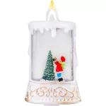 Lámpás MagicHome Karácsonyi, Mikulás fenyőfával, műanyag, 1xLED meleg fehér, 8x4x15 cm, 2xAAA