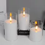 LED gyertya szett, MagicHome Vianoce, 7,5 × 10/12,5/15 cm, melegfehér, karácsonyi, mozgó láng, valódi viasz, elemes (3 × AAA)