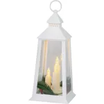 Lámpás MagicHome Karácsonyi, műanyag, fehér, 3xLED sárga, 14x14x35 cm, 3xAAA