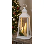 Lámpás MagicHome Karácsonyi, műanyag, fehér, 3xLED sárga, 14x14x35 cm, 3xAAA