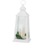 Lámpás MagicHome Karácsonyi, műanyag, fehér, 3xLED sárga, 14x14x35 cm, 3xAAA