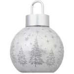 Gömb MagicHome Karácsony, üveg, ezüst, 10xLED meleg fehér, 12x12x18 cm, 2xAA
