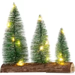 Dekoráció MagicHome Karácsony, fenyőfák, műanyag, 12xLED meleg fehér, 20x5x20 cm, 2xAAA