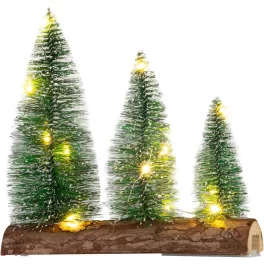   Dekoráció MagicHome Karácsony, fenyőfák, műanyag, 12xLED meleg fehér, 20x5x20 cm, 2xAAA