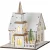 Karácsonyi dekoráció, MagicHome Vianoce, templom, 15 × 17 × 18,5 cm, 6 db melegfehér LED, fa, elemes (2 × AAA), beltéri