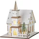 Karácsonyi dekoráció, MagicHome Vianoce, templom, 15 × 17 × 18,5 cm, 6 db melegfehér LED, fa, elemes (2 × AAA), beltéri