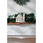 Karácsonyi dekoráció, MagicHome Vianoce, templom, 15 × 17 × 18,5 cm, 6 db melegfehér LED, fa, elemes (2 × AAA), beltéri