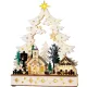 Karácsonyi dekoráció, MagicHome Vianoce, falu, 25 x 7,5 x 32 cm, 12 db melegfehér LED, fa, elemes (2 x AA)
