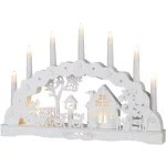 Karácsonyi dekoráció, MagicHome Vianoce, házikó, 45 × 5,2 × 31 cm, 10 db melegfehér LED, fa, elemes (2 × AA)