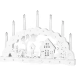 Karácsonyi dekoráció, MagicHome Vianoce, házikó, 45 × 5,2 × 31 cm, 10 db melegfehér LED, fa, elemes (2 × AA)