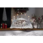 Karácsonyi dekoráció, MagicHome Vianoce, házikó, 45 × 5,2 × 31 cm, 10 db melegfehér LED, fa, elemes (2 × AA)