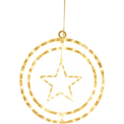 Karácsonyi dekoráció, MagicHome Vianoce, csillag, 32,5 x 36 cm, 80 db melegfehér LED, műanyag, elemes (3 x AA)