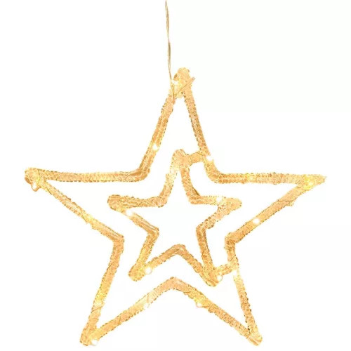 Dekoráció MagicHome Karácsony, csillag, ABS, 20xLED meleg fehér, 27.5 cm, 2xAA