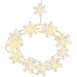   Füzér MagicHome Karácsonyi, hópelyhek, PVC, 15x meleg fehér LED, 1,4 m + 0,3 m, 2xAA