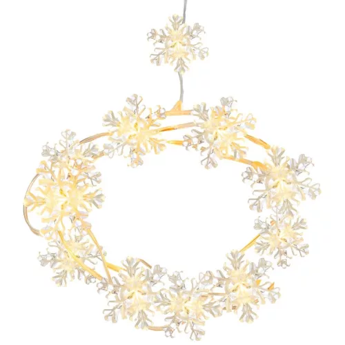 Füzér MagicHome Karácsonyi, hópelyhek, PVC, 15x meleg fehér LED, 1,4 m + 0,3 m, 2xAA