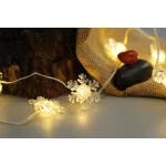 Füzér MagicHome Karácsonyi, hópelyhek, PVC, 15x meleg fehér LED, 1,4 m + 0,3 m, 2xAA
