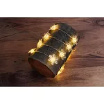 Füzér MagicHome Karácsonyi, hópelyhek, PVC, 15x meleg fehér LED, 1,4 m + 0,3 m, 2xAA