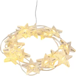   Füzér MagicHome Karácsonyi, csillagok, PVC, 15x meleg fehér LED, 1,4 m + 0,3 m, 2xAA