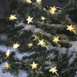 Füzér MagicHome Karácsonyi, csillagok, PVC, 15x meleg fehér LED, 1,4 m + 0,3 m, 2xAA