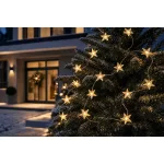 Füzér MagicHome Karácsonyi, csillagok, PVC, 15x meleg fehér LED, 1,4 m + 0,3 m, 2xAA
