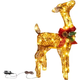   Dekoráció MagicHome Karácsony, szarvas/szarvasborjú, fém/zsineg, 80xLED meleg fehér, 0.6 m