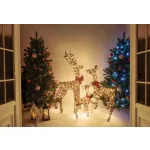 Dekoráció MagicHome Karácsony, szarvas/szarvasborjú, fém/zsineg, 80xLED meleg fehér, 0.6 m