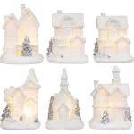 Dekoráció MagicHome Karácsony, házikó, műanyag, 1xLED meleg fehér, 6x6x8 cm, 2xLR44