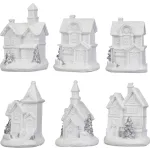Dekoráció MagicHome Karácsony, házikó, műanyag, 1xLED meleg fehér, 6x6x8 cm, 2xLR44