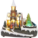 MagicHome karácsonyi dekoráció, templom, 21 x 14,5 x 20,8 cm, LED világítással, elemes, műanyag