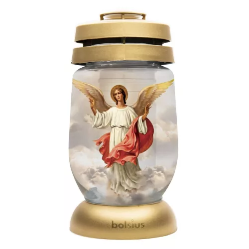 Mécses Bolsius 3S 17 Angyal, 24 cm, sírra, 36 órás töltettel