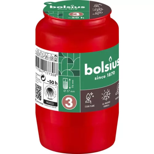 Mécsesbetét Bolsius, 50 óra, 152 g, 57x94 mm, piros, olaj