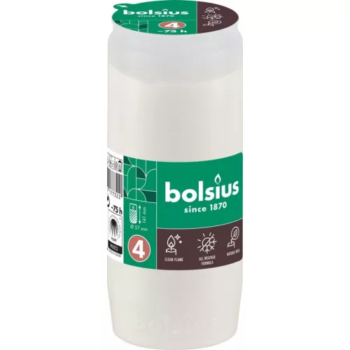 Mécsesbetét Bolsius, 75 óra, 238 g, 57x141 mm, fehér, olaj