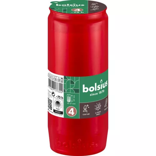 Mécsesbetét Bolsius, 75 óra, 238 g, 57x141 mm, piros, olaj