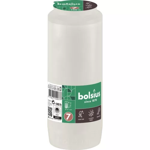 Mécsesbetét Bolsius, 140 óra, 471 g, 67x178 mm, fehér, olaj