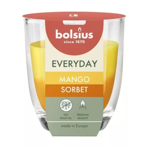 Gyertya Bolsius Everyday, mangó szorbet, 80x70 mm, üvegben