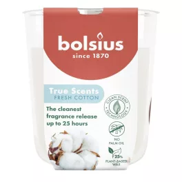 Gyertya Bolsius True Scents, friss pamut, 80x73 mm, üvegben