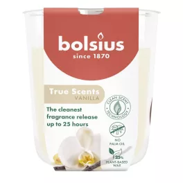 Gyertya Bolsius True Scents, vanília, 80x73 mm, üvegben